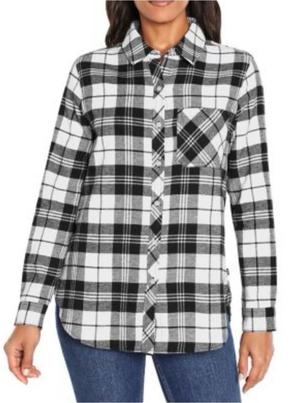 GAP Women’s Black and White Plaid Button-Up Shirt size XL